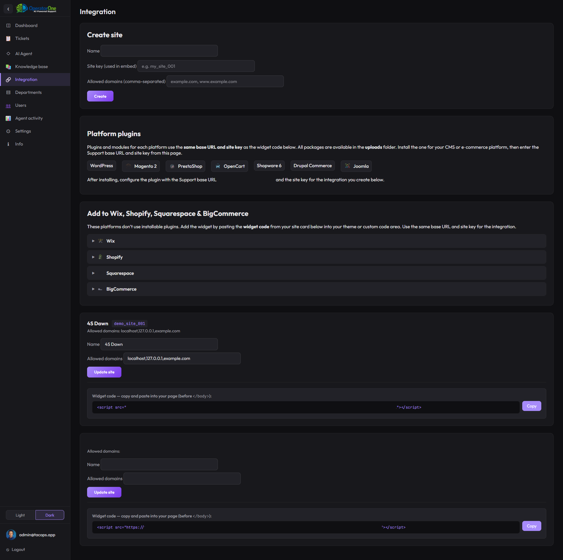 Widget integration